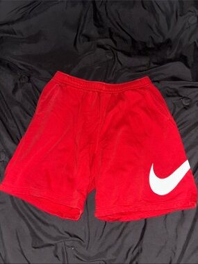 Nike Red Shorts with White Swoosh